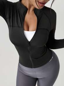 DAZY Damen Taillierte Outdoor Lauf Yoga Langarm Jacke
