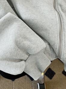 SHEIN Plus Size Hooded Loose Sweatshirt,Graduation,Teacher,Back To School Fall Winter Autumn - Grey - View 4