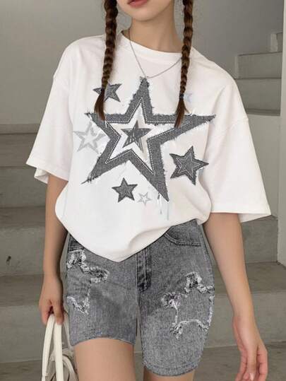 SHEIN 2pcs/Set Teens Girls Casual Minimalist Short Sleeve Loose T-Shirt And Leggings, Suitable For Summer