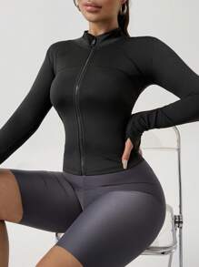 DAZY Damen Taillierte Outdoor Lauf Yoga Langarm Jacke