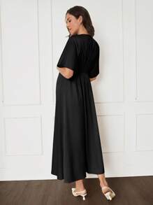 MaterniWear MaterniChic 女士优雅飘逸连衣裙，半正式连衣裙，黑色宽松连衣裙