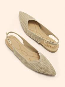 CUCCOO BASICS Women's Princess-Style Pointed Toe Breathable Sandals, Fashion Versatile Soft Flat Slip-On Shoes - Apricot - View 4