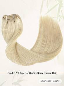 7Pcs Straight Clip In Hair Extensions 14-20" Honey Bleach Blonde Mix Human Hair Extensions Clip In Clip Ins Hair Extensions