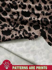 SHEIN Essnce Casual Leopard Print Off-Shoulder Long Sleeve T-Shirt For Women, Suitable For Spring - Mocha Brown - View 3