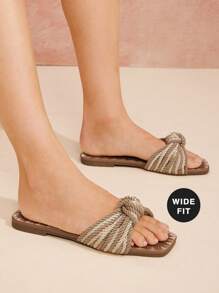 SHUZIA Đế giày đế bằng thêu dây bện rộng rãi thanh lịch cho nữ - Màu be - Xem 5