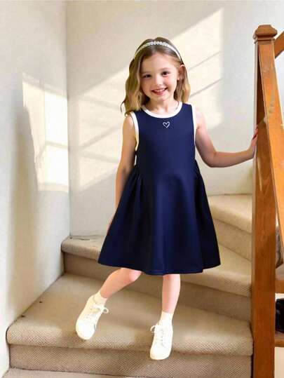 Young Girl Summer Casual Color Block Trim Dress Classy Girl Dresses For Girls Casual Dresses For Girls Cute Dress For Girls Girl Dresses Elegant Casual Junior Girl Dress For School Navy Girls Dress Girls Sleeveless Aline Casual Dress Tween Girls Navy Blue Dress Girls Navy Blue Summer Dress Girls Sleeveless Casual Dress Girls Navy Summer Dress Girls Sleeveless Dress With Pockets