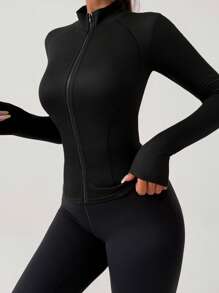 DAZY Giacca sportiva da corsa e yoga a maniche lunghe, slim fit