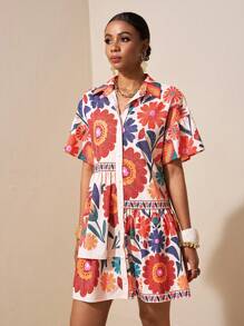 Zivah 女士假日/春季服装/女士沙滩装/沙滩/波西米亚风/波西米亚风女装/女士节日服装/狂欢/复活节服装/女士复古风/乡村音乐会服装/外出服装/仙女风/节日服装/女士机场服装/女士西部服装/热带度假女装/欧洲夏季/热带/音乐会/毕业服装/机场服装/波西米亚风时尚/女士度假服装,荷叶边下摆连衣裙 - 彩色 - 查看 4