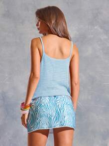 MUSERA Spaghetti Strap Strappy Glitter Knit Top Sparkle Going Out Party Birthday Occasion Fall  Sparkly  Chic Carnival Vacation - Blue - View 4