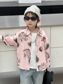 DAZY 男童图案印花纽扣前休闲长袖衬衫 - 彩色 - 查看 7