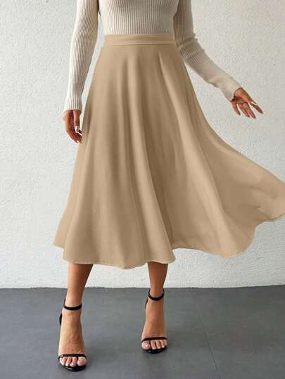 EURMUSE Women's Elegant Plain Color Pencil Skirt For Commuting, Summer