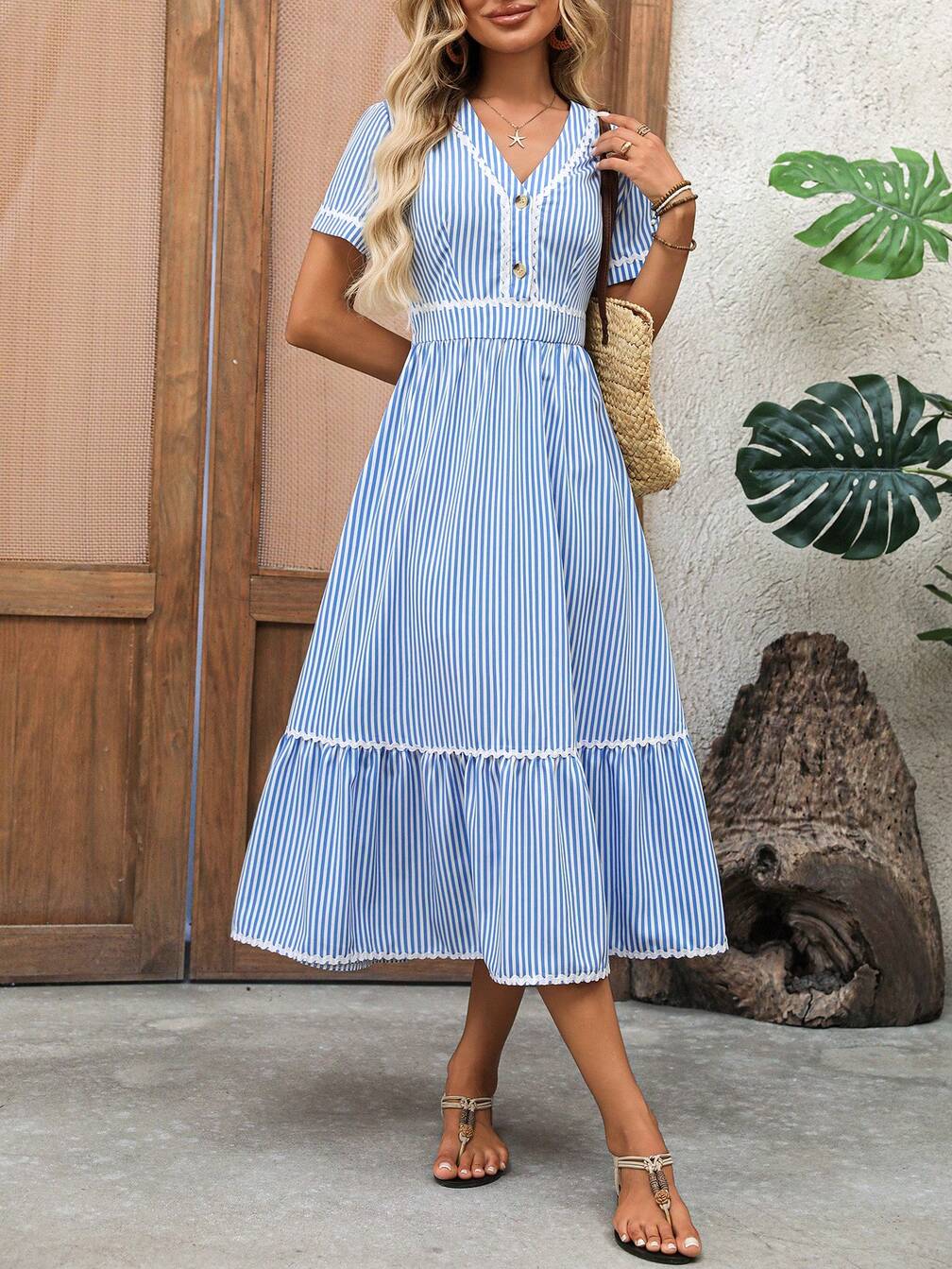blue and white french dress Asymmetrical Strapless Organza Ballgown w/ Blue Flowers