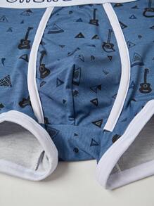4pcs Pack Teen Boy Letter & Guitar Print Boxer Briefs - Multicolor - View 4