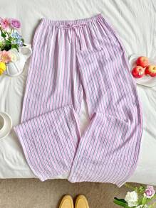 Comfortcana Pantalones casuales de mujer a rayas rosas, aptos para vacaciones de verano