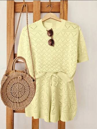 Joress Set maglione casual da vacanza a maniche corte taglie forti