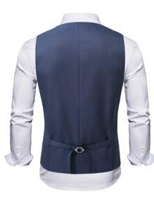 Manfinity Bizformal 男士纯色双排扣V领休闲背心，复古风