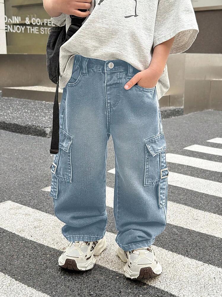 SHEIN Bubblio Young Boy Fall Winter Fashionable Distressed Washed