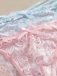 SHEIN 12pcs/Set Lace Sexy Women's Bikini Panties, Simple & Comfortable Romantic Underwear - Multicolor - View 4