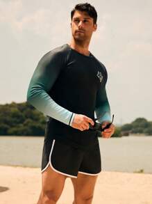 Manfinity VDAYZ Men Ombre Long Sleeve Rashguard, UV Protection Swimwear