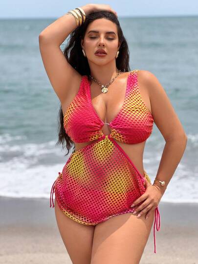 Swim Vcay 加大码两件套女式背心比基尼泳装，简约日常夏季海滩度假装