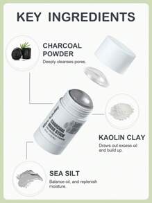 SlowSunday 竹炭面膜棒，护肤，面膜，泥状面膜棒，去除黑头，收缩毛孔，改善肤色，韩妆，派对必备，适合夏季使用 - 灰色 - 查看 4