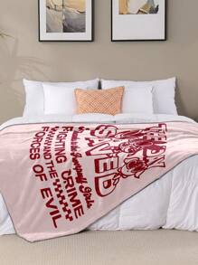 THE POWERPUFF GIRLS X SHEIN Blossom, Bubbles, Buttercup Pattern Fleece Throw Blanket -Plush Coral Blanket For Sofa, Office Chair & Travel, Ultra-Soft Lightweight Home Decor - Baby Pink - View 8
