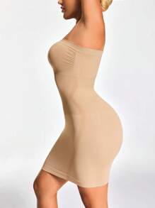 SHEIN Shape Women's Simple Solid Color Seamless Strapless Shaping Dress