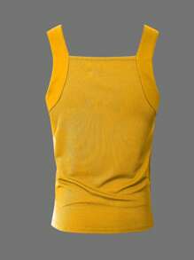 Manfinity Dauomo Men's Solid Color Ribbed Slim Fit Casual Tank Top