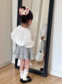 Dazy Kids 小女孩两件套：开衫毛衣和裙子套装，秋季 - 白色 - 查看 2