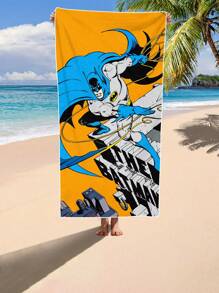 BATMAN X SHEIN Toalla de playa con temática de secado rápido, capa absorbente y utilizable para la playa, la piscina, los viajes y el spa, toalla de playa ligera y portátil para adultos - Amarillo - Ver 7