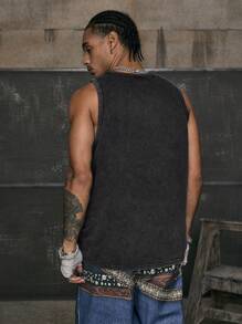 AXEPEAK Men's Streetwear Punk Western Style Top - Black - View 2
