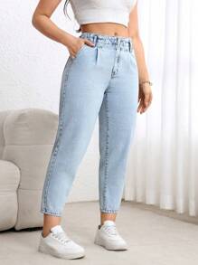 EMERY ROSE Plus Size Women's Cotton Casual Non-Stretch Tapered Jeans