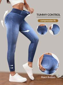 Flexra Women's Casual High Waist Skinny Stretchy Jeans Tummy Control Jeans Jeggings For Women Compression Fit Jeans High Waisted Jeggings - Medium Wash - View 1