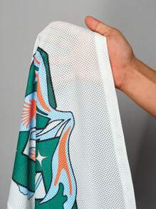 Slaydiva 2025新款夏季休闲街头运动风音乐季机车风绿色23数字标语Logo郁金香复古图案全身印花V领短袖宽松T恤+宽松短裤女 - 杏色 - 查看 9