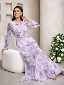 Veilorie 女士优雅花卉印花连衣裙 - 彩色 - 查看 3