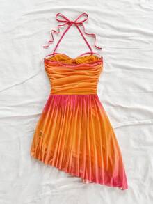 Soleia 度假浪漫渐变落日镂空百褶连衣裙 - 彩色 - 查看 2