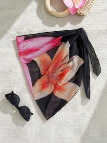 SHEIN Tween Girl Floral Print One-Piece Swimsuit With Mesh Skirt, 2 Pieces Swimsuit - Multicolor - View 6