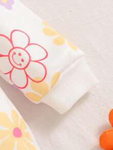 SHEIN 秋冬女宝宝可爱花卉印花长袖连衣裙 - 彩色 - 查看 5