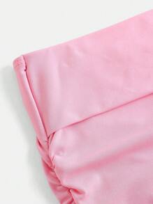 SHEIN Teen Girl Minimalist Comfortable Gathered & Frill Hem Tube Top