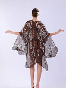 SHEIN Swim Summer New Multi-Color Random Print Boho Beach Vacation Kimono