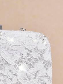 SHEIN Belle 优雅手拿包（随机正面/背面花朵图案） - 白色 - 查看 4