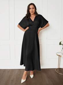 MaterniWear MaterniChic 女士优雅飘逸连衣裙，半正式连衣裙，黑色宽松连衣裙