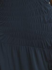 Nöista Váy midi nhún bèo có dây đeo mảnh và viền bất đối xứng. Chất liệu mềm mại, co giãn - lý tưởng cho kỳ nghỉ ở bãi biển, trang phục dự tiệc mùa hè hoặc trang phục ngày 4 tháng 7 mát mẻ. - Màu xanh lam - Xem 7