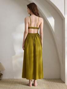 Ocili Ocili Vestido casual decorativo de punto de algodón suave y amigable con la piel, de estilo minimalista, para mujer