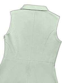 Franclia Women's Mint Green Turndown Collar Sleeveless Bodycon Dress, Summer - Green - View 4