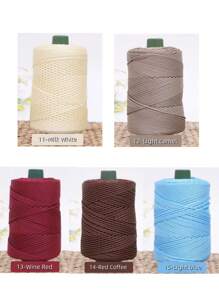 1卷彩色扭纹编织绳，DIY工艺空心绳，手工包，抽绳带配件，装饰性聚丙烯纤维绳，钩针线，手工钩编包线，靠垫，帽子，现代纯色聚酰胺DIY纱线 - 彩色 - 查看 5