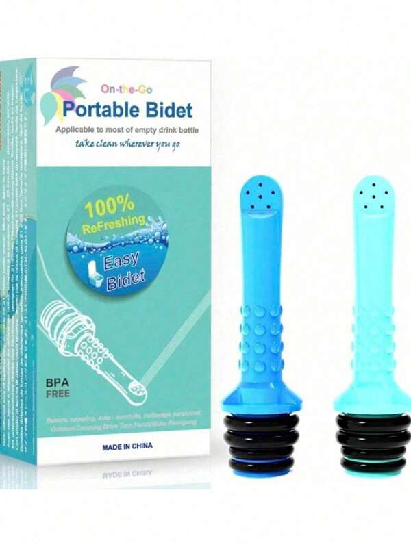 SHEIN Mini pulverizator de bideu pentru igienă personală, sticlă portabilă de spălare feminină, se potrivește în sticla de băutură, pentru călătorii și toaletă, albastru și verde 2 culori - soluție de îngrijire personală delicată, ușor de utilizat și igienică, potrivită pentru toate sticlele, design compact, ușor de transportat