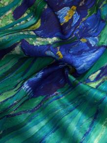 Aveloria Rosie 鸢尾花油画印花镂空金属扣吊带背心收腰修身连衣裙 - 彩色 - 查看 6