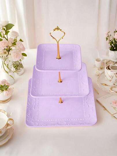 3-Tier & Single Layer Thick Plastic Cake Stand Display Plate For Birthday Party, Christmas, Mother's Day, Graduation, Dessert Table Decor