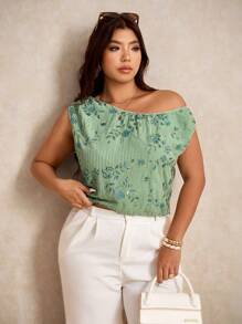 Elaquor 大码女式夏季休闲优雅浪漫度假沙滩绿色亮片修身上衣，适合音乐节、派对、浪漫之旅 - 綠色 - 查看 6